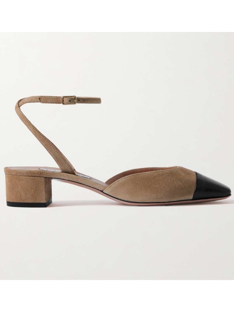 Aquazzura French Flirt Leather Trim Suede Pump Tan Nwt Size 40 It